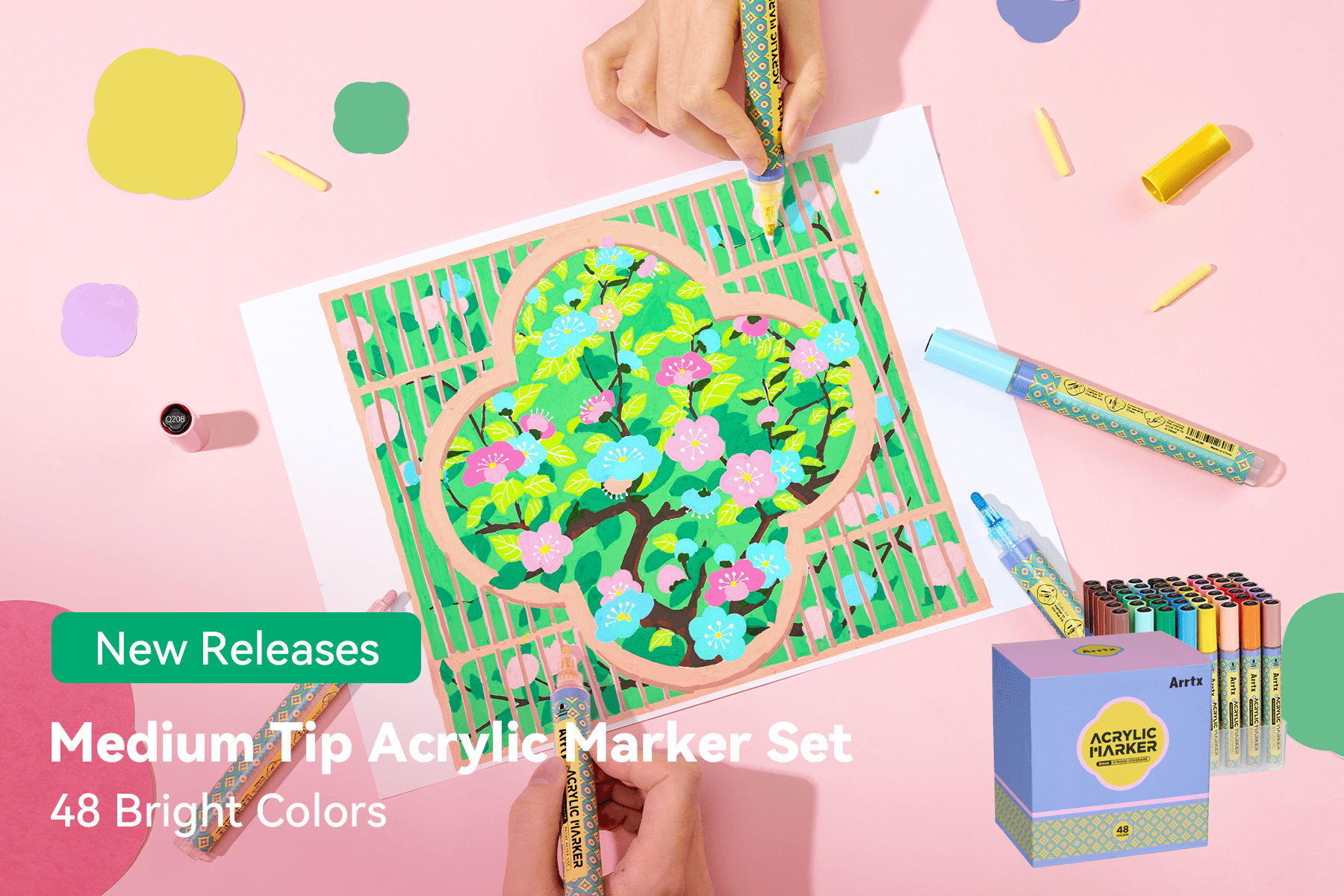 New for Summer: Arrtx 48 Colors Acrylic Paint Markers Set