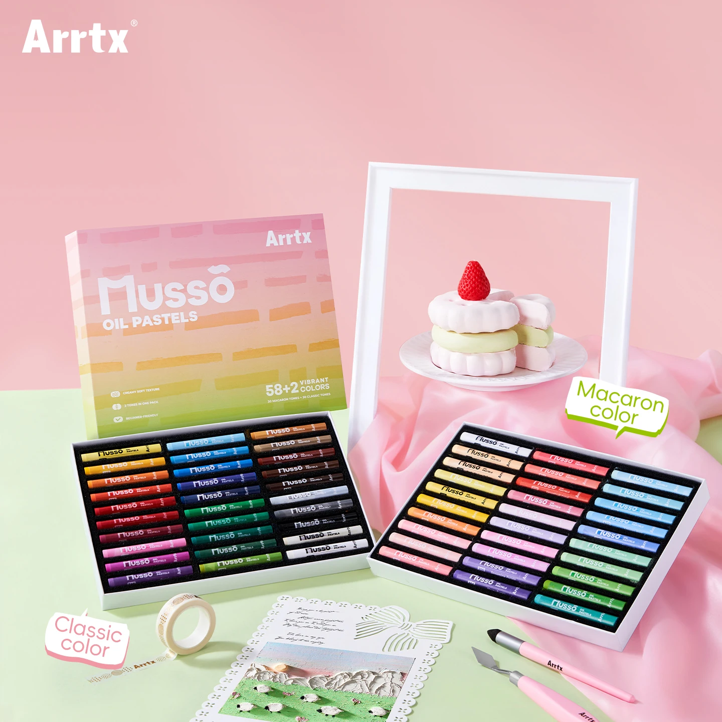 Arrtx 60 Colors Musso Oil Pastels Smooth Drawing Pastel Set