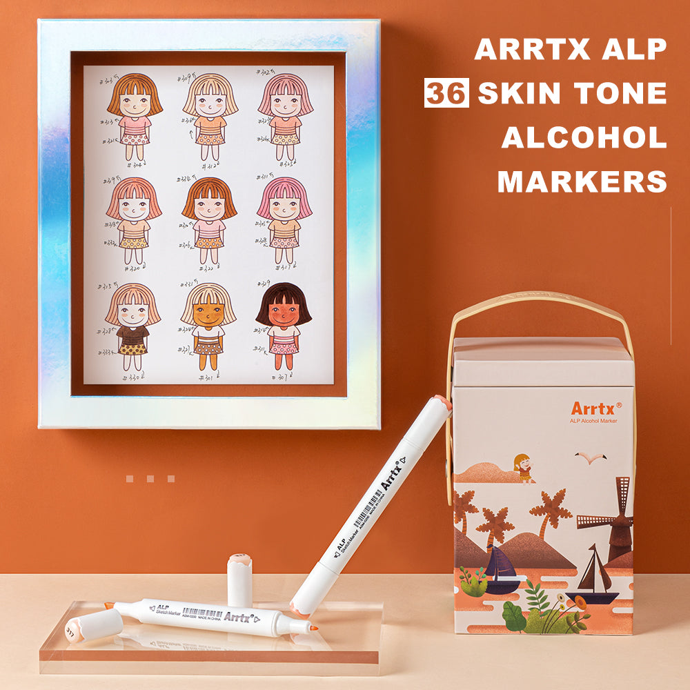 Arrtx ALP 36 Alcohol Markers Skin Tone Colors Paint Markers Dual Tip