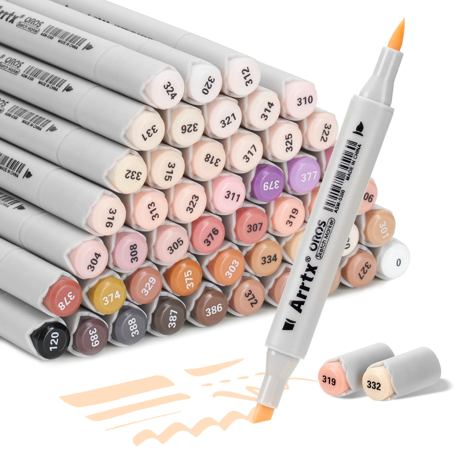 Arrtx OROS 48 Alcohol Markers Skin Tone Colors Paint Markers Dual Tip