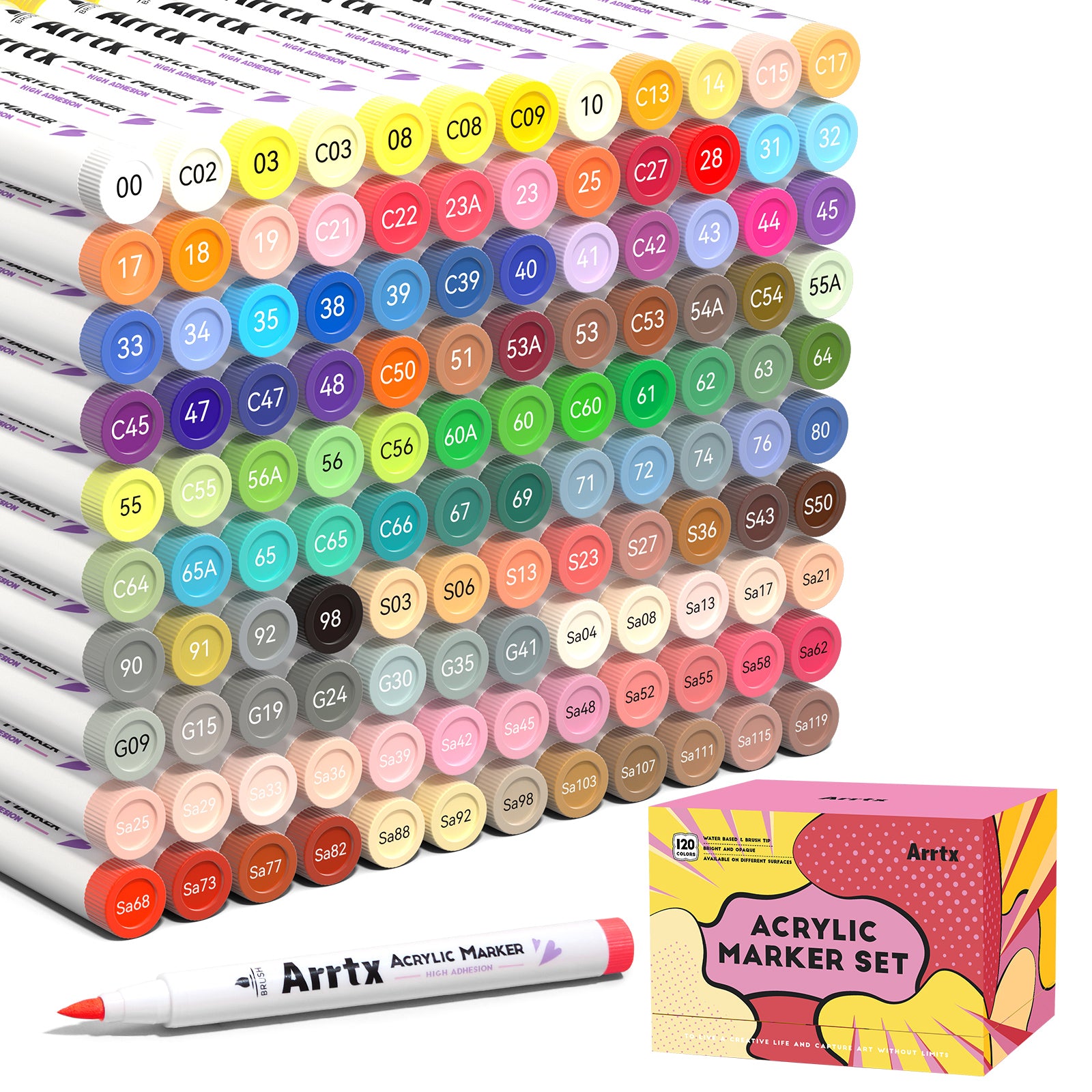 Arrtx 120A Anime Colors Acrylic Markers Brush Tip Paint Markers