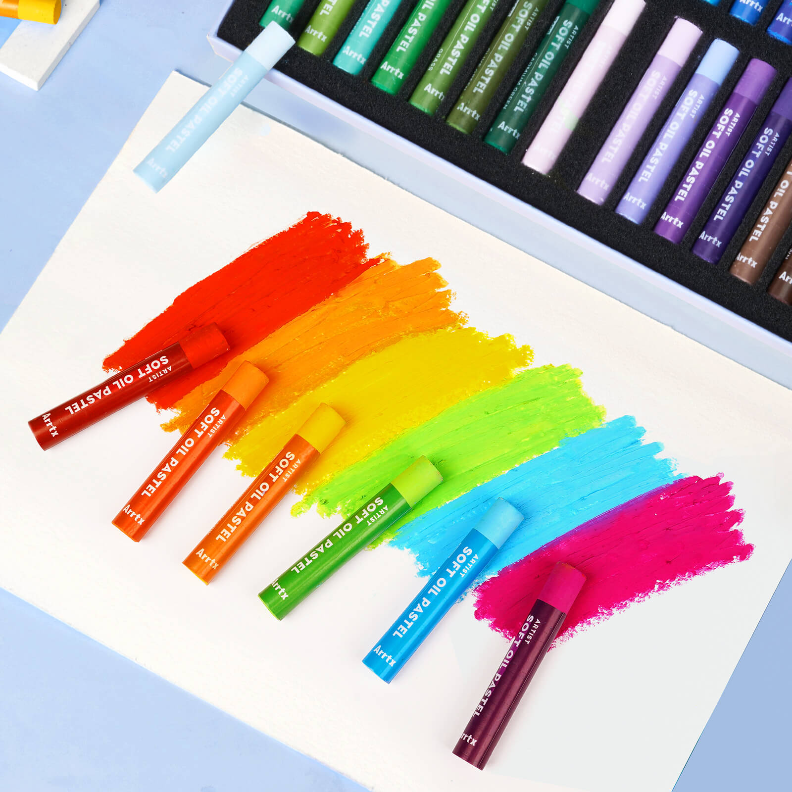 Arrtx 48 Colors Oil Pastels Smooth Drawing Pastel Set