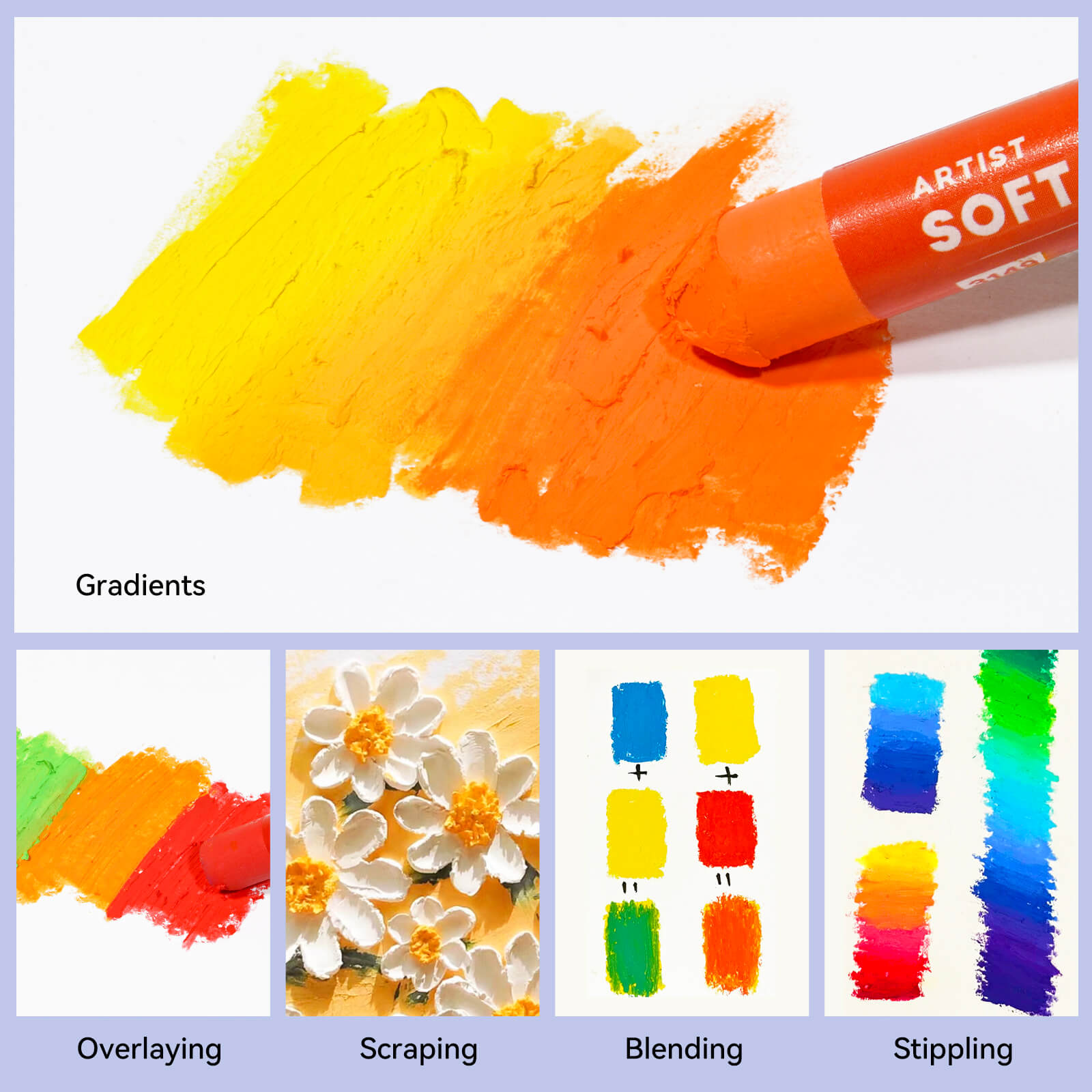 Arrtx 48 Colors Oil Pastels Smooth Drawing Pastel Set