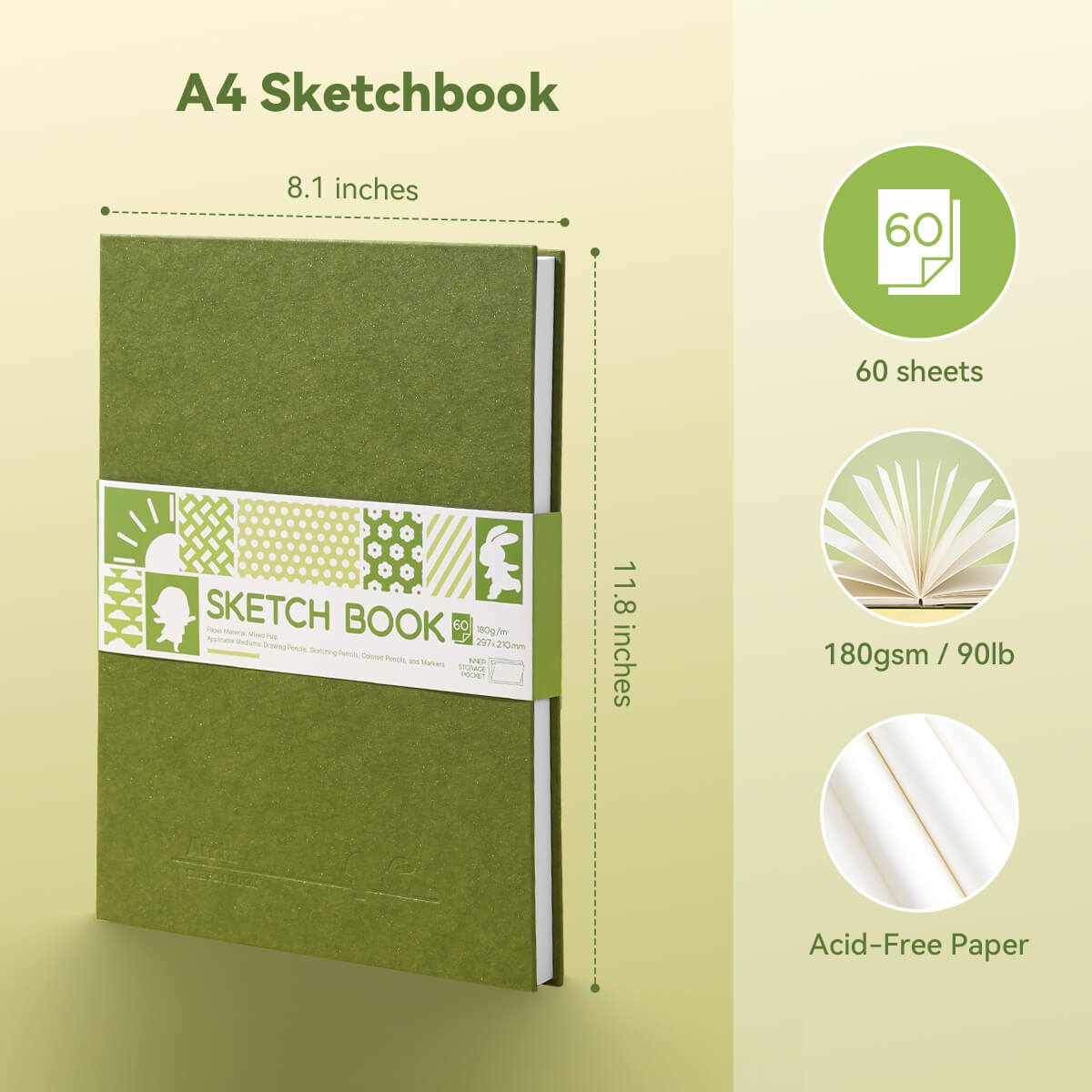 Arrtx Sketchbook A4 Artists Hardcover Drawing Paper