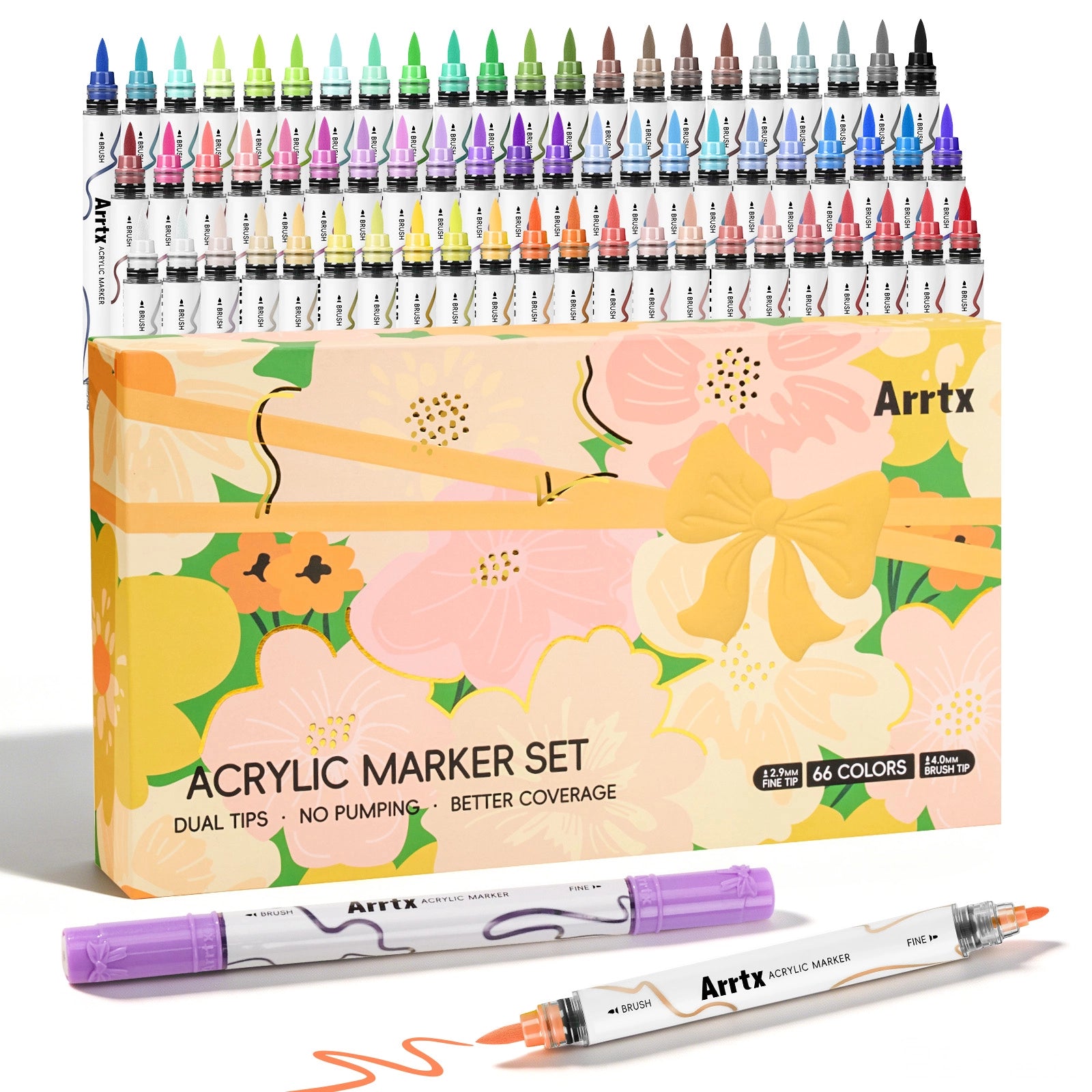 ARRTX 66 Colors Acrylic Paint Markers Dual Tip