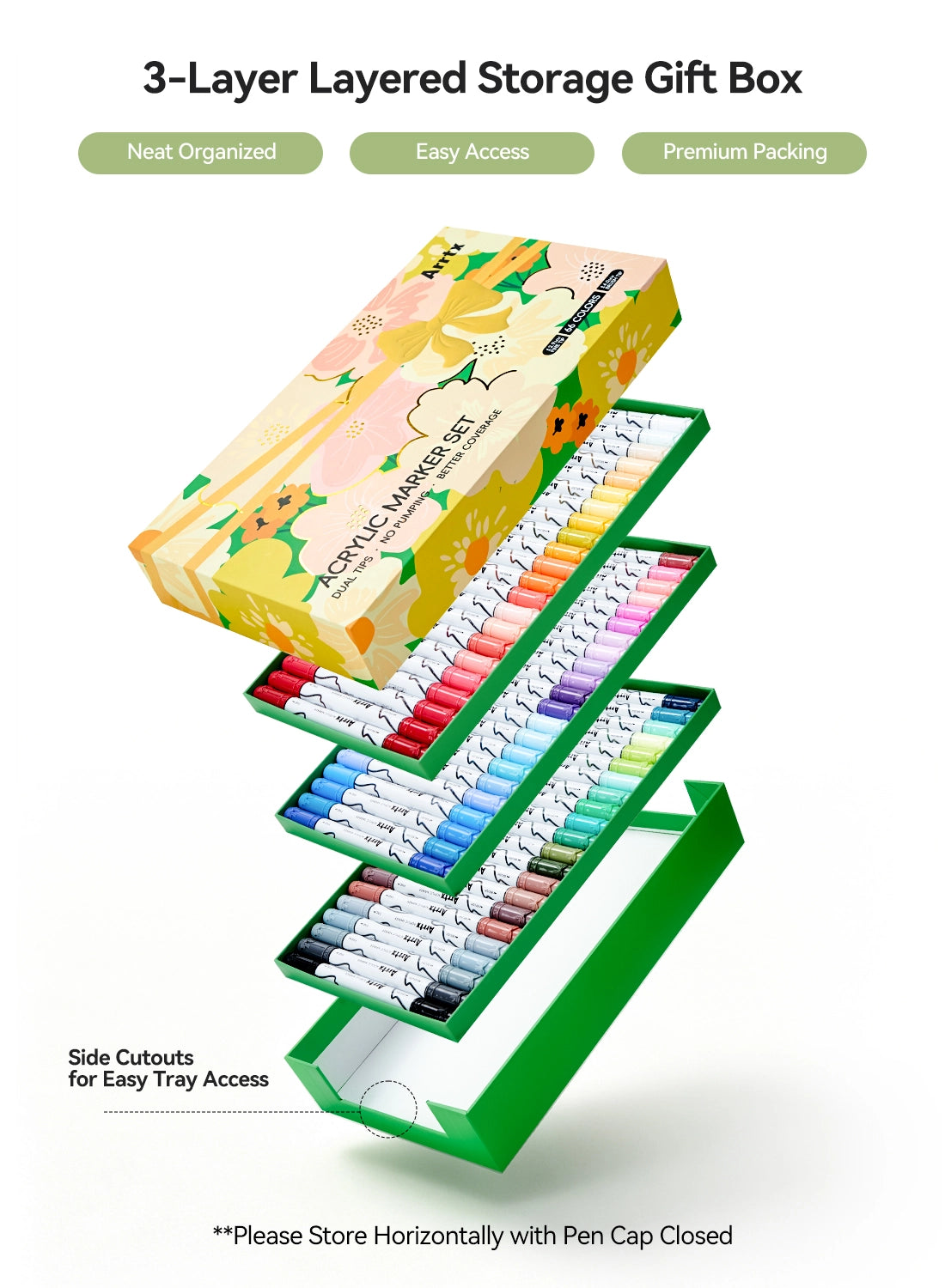 ARRTX 66 Colors Acrylic Paint Markers Dual Tip