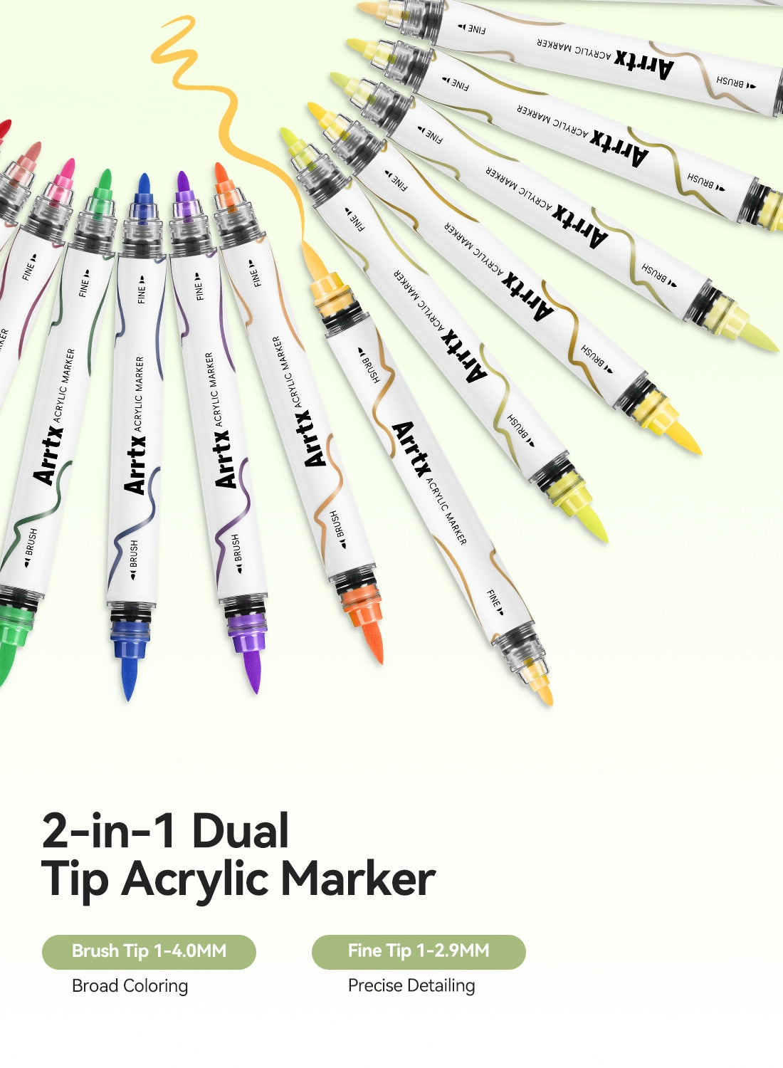 ARRTX 66 Colors Acrylic Paint Markers Dual Tip