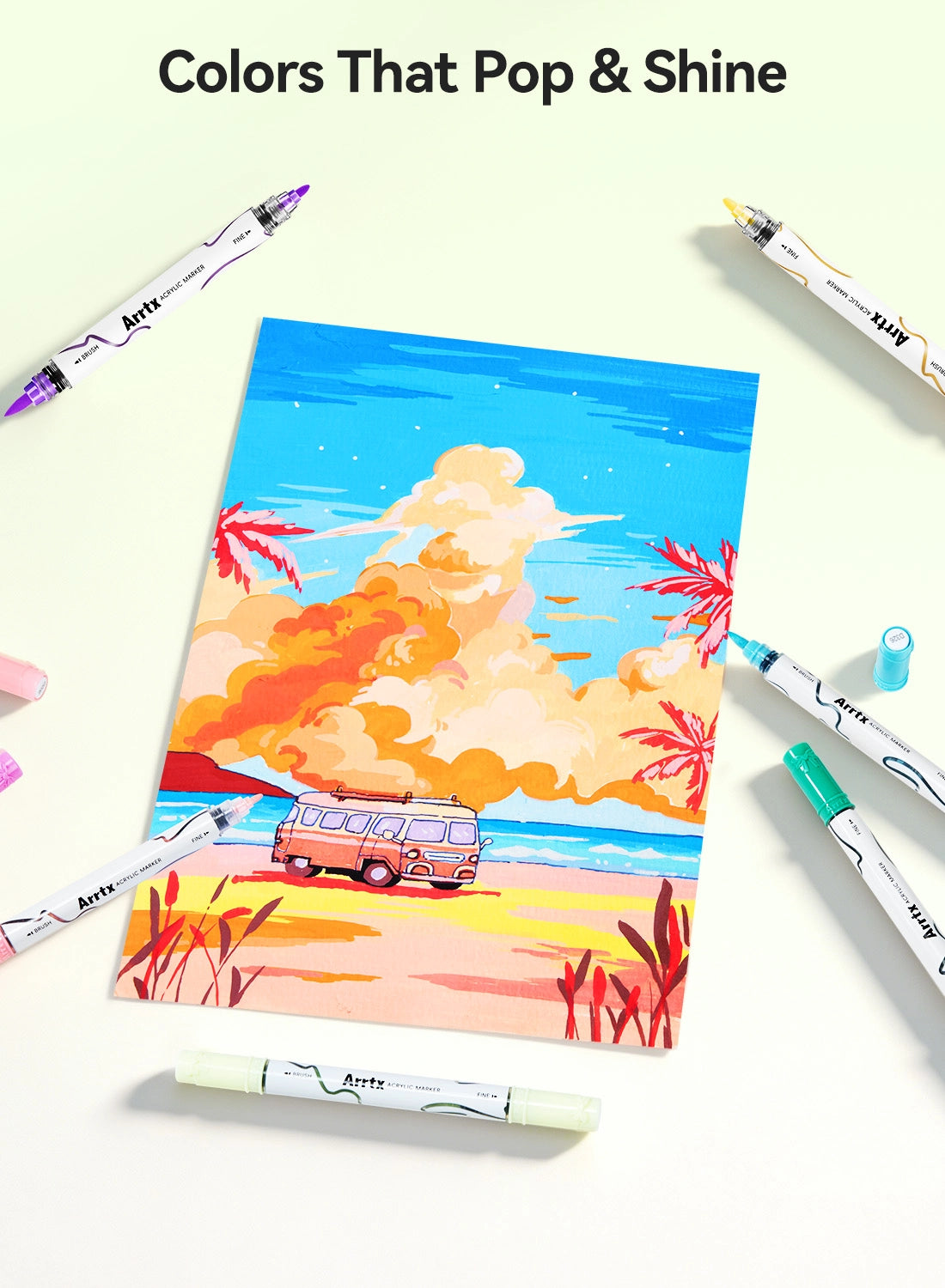 ARRTX 66 Colors Acrylic Paint Markers Dual Tip
