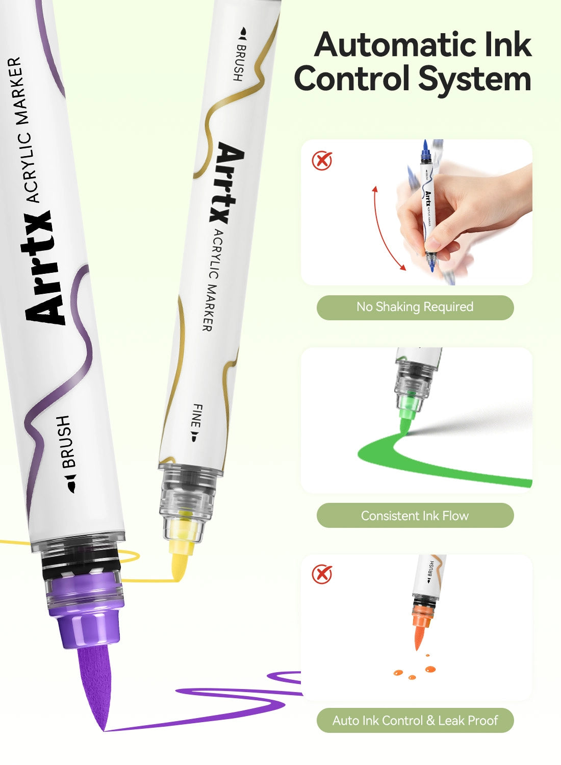 ARRTX 66 Colors Acrylic Paint Markers Dual Tip