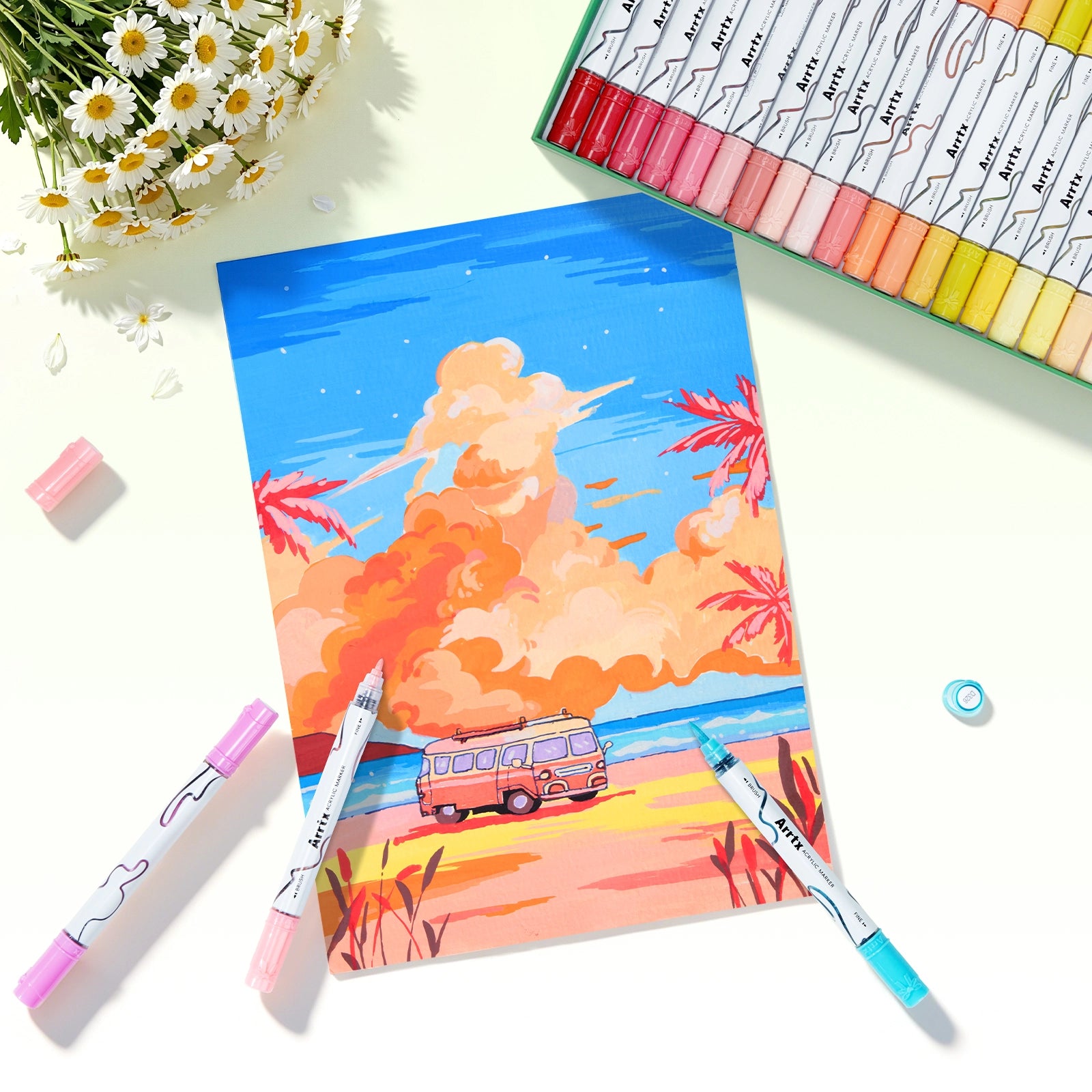 ARRTX 66 Colors Acrylic Paint Markers Dual Tip