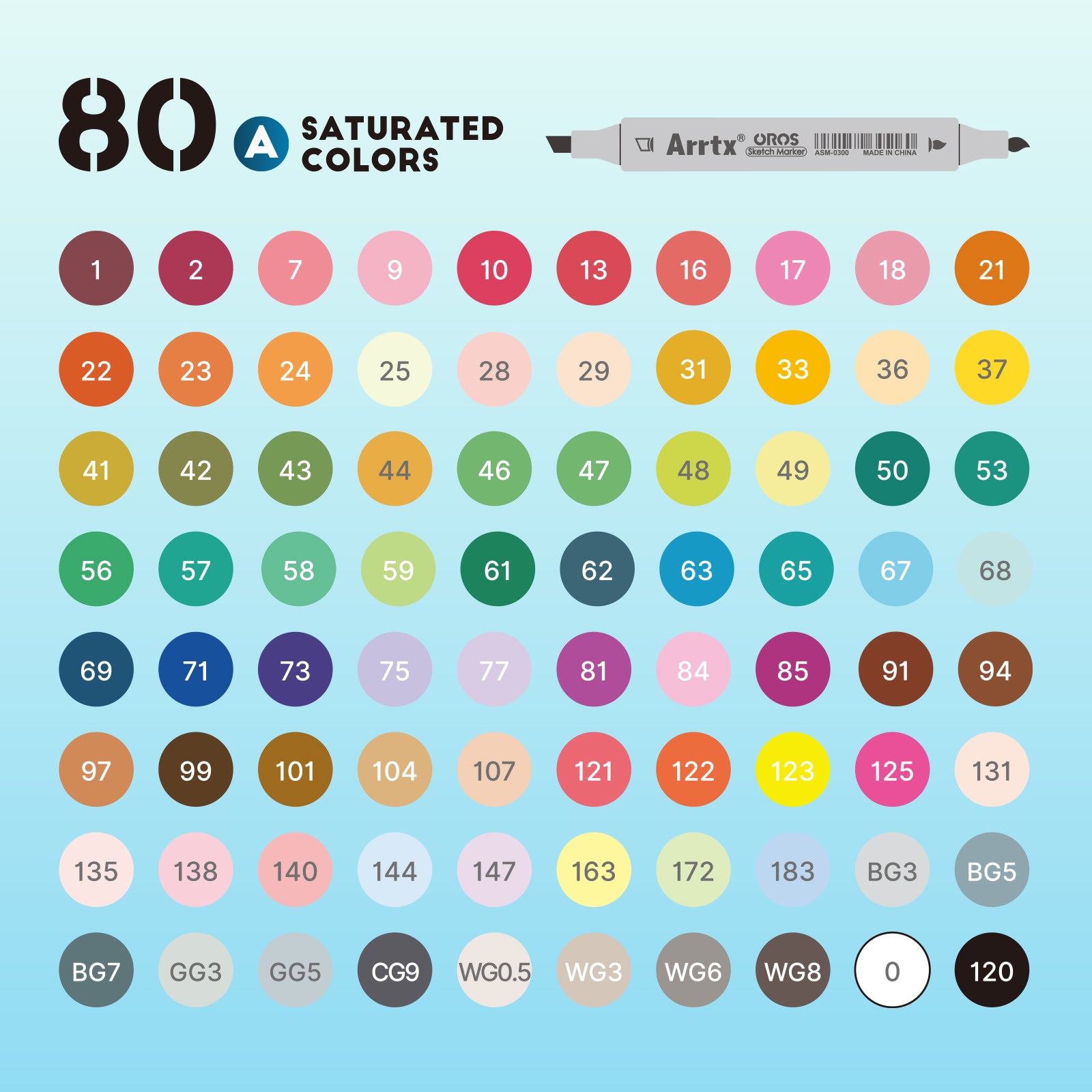 Arrtx OROS 80 Alcohol Markers Paint Markers Dual Tip