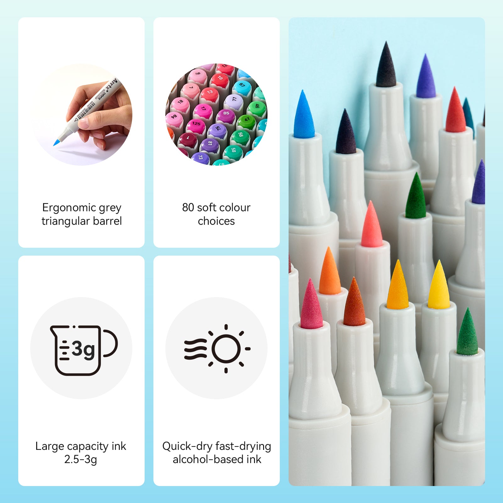 Arrtx OROS 80 Alcohol Markers Paint Markers Dual Tip