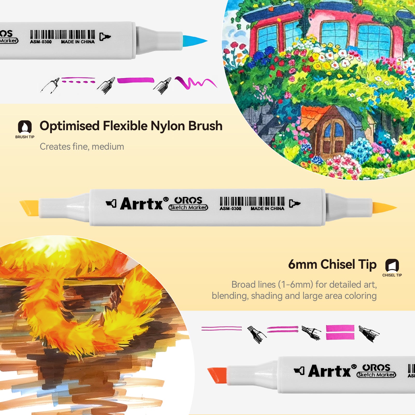 Arrtx OROS 90 Alcohol Markers Paint Markers Dual Tip