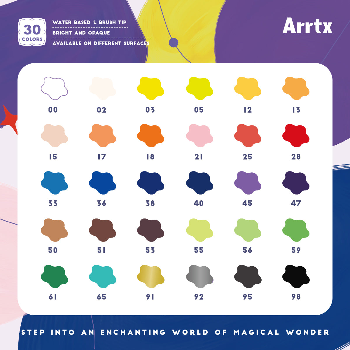 Arrtx 30B Colors Acrylic Paint Markers Paint Brushes