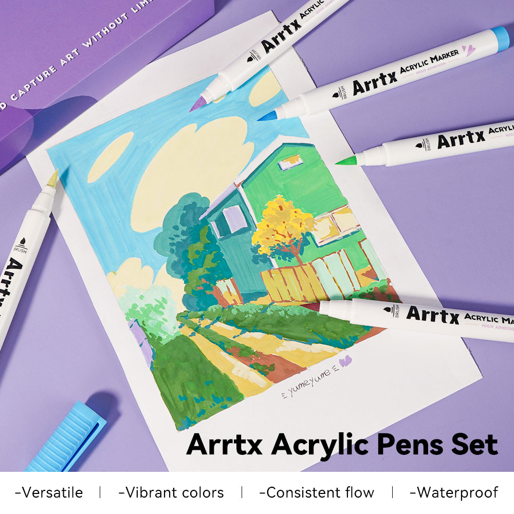 Arrtx 30A Colors Acrylic Markers Paint Pens Brush Tip